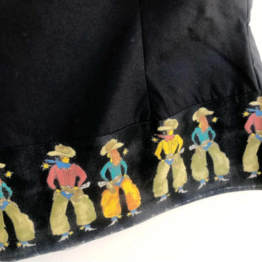 Handcrafted Quilted Folk Art Vest Patchwork Art to Wear Cowboy Western - Picture 5 of 7